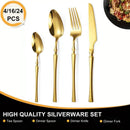 Ljojo 24-Piece Stainless Steel Cutlery Set for Restaurant Banquets