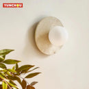 Japanese Style Wabi Sabi Natural Stone Round Wall Lamp for Bedroom by Ljojo.