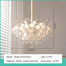 French Medieval Style Blue Shell Crystal Chandeliers Luxury Villa Duplex Living Room Decor Pendant Lights