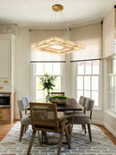 Alabaster Square Marble Chandelier Lighting Pendant by Ljojo Spanish Natural Marble Dining Room