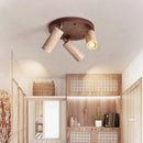 LED Spotlight Rotatable Lighting Fixture 3 Heads Walnut Log Wood Color Wall Foco by Ljojo