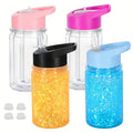 Ljojo 10oz Double Layer Plastic Snowball Cup with Lid, Straw - Set of 4