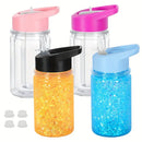 Ljojo 10oz Double Layer Plastic Snowball Cup with Lid, Straw - Set of 4