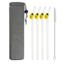 Ljojo Lemon Glass Straw Set: Reusable Eco-Friendly Straws for Smoothies, Cocktails
