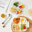 Ljojo 4-Grid Square Plastic Dinner Plate for Kids & Students, Reusable & Dishwasher Safe