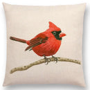 Birds Painting Cushion Cover - Ljojo Collection: Robin, Titmouse, Toucan, Sparrow, Firecrest, Cardinal, Bullfinch
