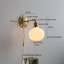 Ljojo LED Wall Sconce Switch Light Walnut Ash Wood Copper Arm Lampara Pared