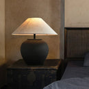 Ljojo Ceramic Table Lamp LED Night Light Fabric Lampshade Bedroom Decor Pottery Jar Style