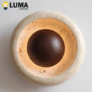 Wabi-Sabi Travertine LED Wall Light Stone Sconce for Bedroom Livingroom by Ljojo