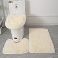 Ljojo 3 Piece White Bathroom Rugs Sets Non-Slip Bath Mats Lid Cover Contour Mat