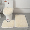 Ljojo 3 Piece White Bathroom Rugs Sets Non-Slip Bath Mats Lid Cover Contour Mat