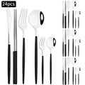 Ljojo 24pc Stainless Steel Cutlery Set - Knife Fork Spoon Teaspoon Mirror Flatware