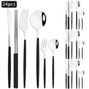 Ljojo 24pc Stainless Steel Cutlery Set - Knife Fork Spoon Teaspoon Mirror Flatware