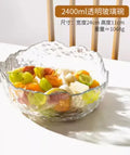 Ljojo 1500ml Glass Bowl Gold-Plated Household Tableware Fruit Dessert Salad Plate