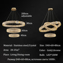Ljojo Luxury Gold Metal Crystal LED Pendant Chandeliers for Home, Restaurant, Hotel