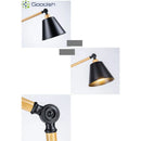 Modern Industrial Retro LED Floor Lamp Swing Arm Solid Wood Art Chandelier by Ljojo