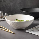 Ljojo Matte Stone Patterned Ceramic Ramen Soup Salad Fruit Noodle Bowl Large Capacity