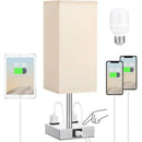 Ljojo LED Desk Lamp with Touch Control, USB-C+A Port, Dual AC Outlets, Rechargeable Battery