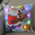 Ljojo LED Christmas Pillowcase 18x18 Inch Santa Snowman Cartoon Glowing Decor