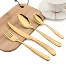 Ljojo 16-Piece Gold Stainless Steel Cutlery Flatware Set for Dining