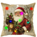 Ljojo LED Christmas Pillowcase with Santa Claus Snowman Fawn Design Home Party Decor