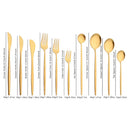 Ljojo Matte Gold Tableware Cutlery Set Stainless Steel Flatware Kitchen Dinner