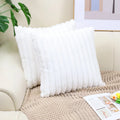 Ljojo Luxe Faux Fur Striped Throw Pillow Cover for Home Decor