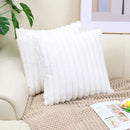 Ljojo Luxe Faux Fur Striped Throw Pillow Cover for Home Decor