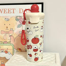 Ljojo 500ML Stainless Steel Thermal Water Bottle with Straw for Girls
