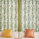 Green Leaves Printed Sheer Voile Curtains by Ljojo - 1 Pair