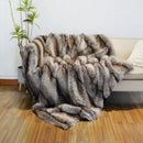 Ljojo Luxury Fox Fur Plaid Blanket for High-End Home Decoration