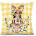 Bunny Floral Egg Print Easter Pillow Covers for Farmhouse Decor by Ljojo