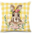Bunny Floral Egg Print Easter Pillow Covers for Farmhouse Decor by Ljojo