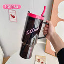 Ljojo 1300ml Tumbler Cup with Handle, Lid, Straw - Big Plastic Travel Drink Bottle