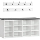 Ljojo™ Shoe Storage Bench with Cushion, 12-Cubby Organizer, 39.4L Capacity