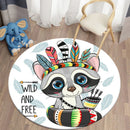 Ljojo Lion Cartoon Animal Round Carpet for Living Room Children's Bedroom