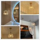 French Retro Glass Hanging Light LED Chandelier Indoor Luxury Art Bedroom Bar Restaurant Pendant Lamp