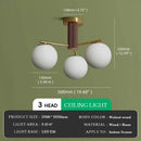 Ljojo Medieval Walnut Wood Glass Ball LED Pendant Lights Chandelier for Home Decoration