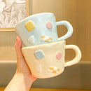 Ljojo Macaron Color Coffee Mug - 400ML Cute Ceramic Cup