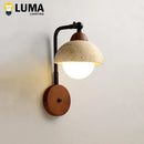 Ljojo Japanese Style Yellow Travertine Half Circle Wall Lamp LED Sconce Light