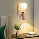 Ljojo Mid Century LED Wall Lamp Yellow Travertine Wood Light for Living Room