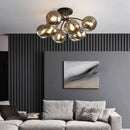 Nordic Glass Ceiling Chandelier Black Minimalist Decor for Bedroom Loft Restaurant - Ljojo