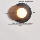 Ljojo Luxury LED Wall Light Black Travertine Glass Wood Japan Style Bedside Lamp