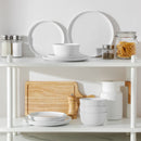 Ljojo LEXI Ceramic Plate Set - White Black Rim Dinnerware, 4/6 PCS Variants