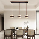 Ljojo LED Wood Pendant Lamp with Natural Stone - Adjustable Wire Hanging Fixture