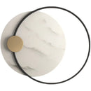 Ljojo Luxury Black Metal & Marble Round Wall Lamp for Bedroom Living Room Hotel
