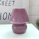 Glass LED Desk Light Mushroom Table Lamp Ljojo Korean Style Striped Bedside Lamp