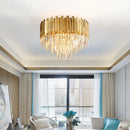 Ljojo Luxury Golden LED Crystal Ceiling Light - Modern Round Living Room Fixture