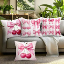 Cherry & Bowknot Pattern Pillowcase – Ljojo Decorative Cushion Cover