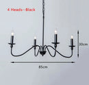 Ljojo American Country Retro Gold Black Candle Chandelier for Restaurant Room Decor